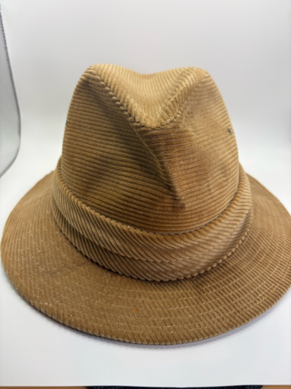 Vintage Corduroy Safari Hat Union Made USA Medium Tan Wide Brim